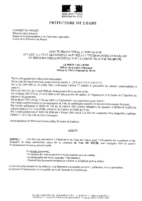 Note d’information aux acquéreurs arrêté préfectoral du 9 juillet 2006