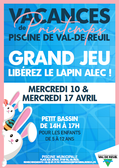 La piscine municipale propose un grand jeu : Sauvez Alec le lapin