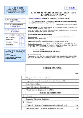 Procès-verbal du Conseil municipal du 27 Février 2019