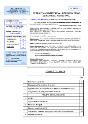 Procès-verbal du Conseil municipal du 25 Novembre 2019