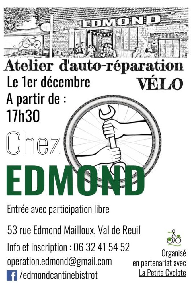 Atelier réparation Vélo avec le restaurant “Edmond”