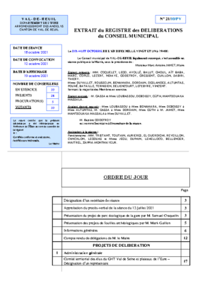 Procès-verbal du 18 Octobre 2021