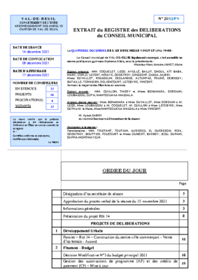Procès-verbal du 14 Décembre 2021