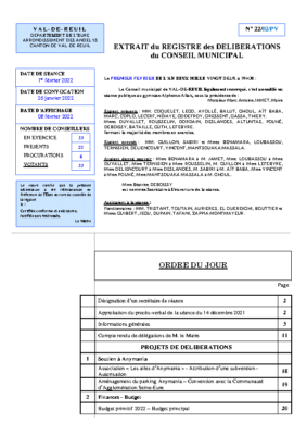 Procès-verbal du 1er Février 2022