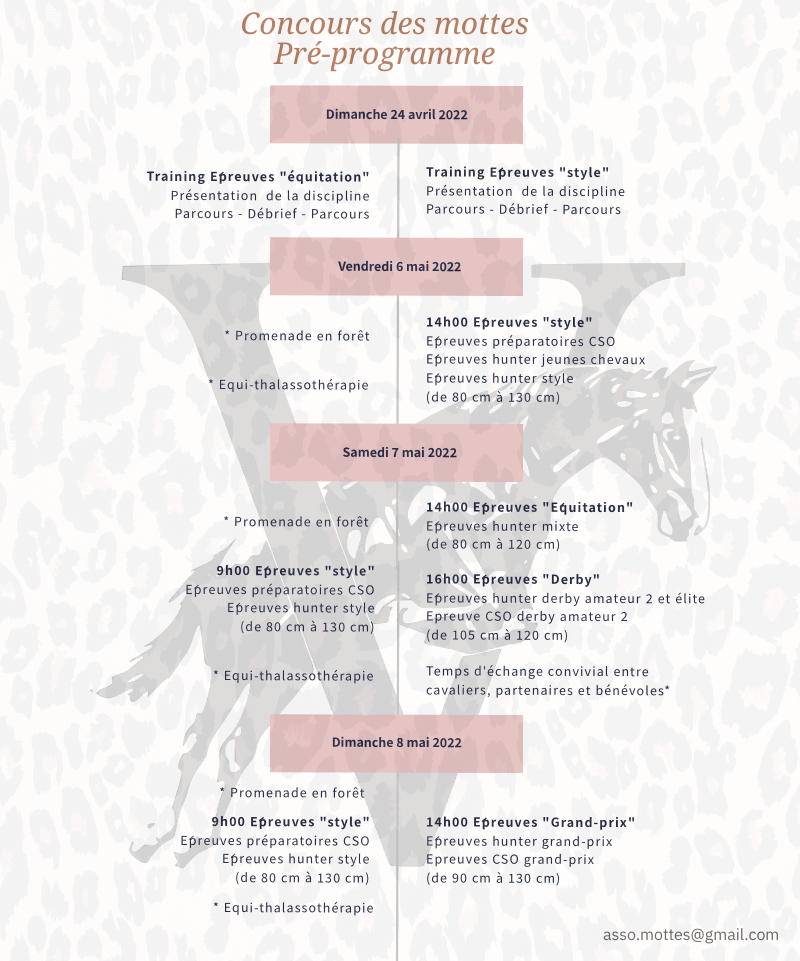 Prog Concours hippique de Mottes 2022