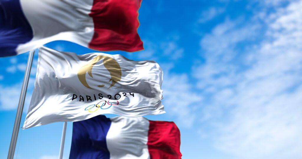 Paris France Année 2024 Drapeau Des Jeux Olympiques Paris