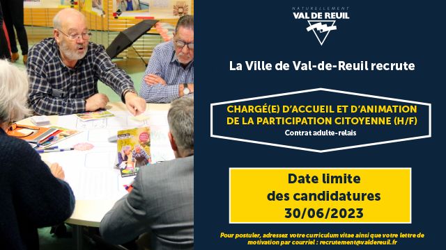 Val-de-Reuil recrute-Animation citoyenne-juin2023