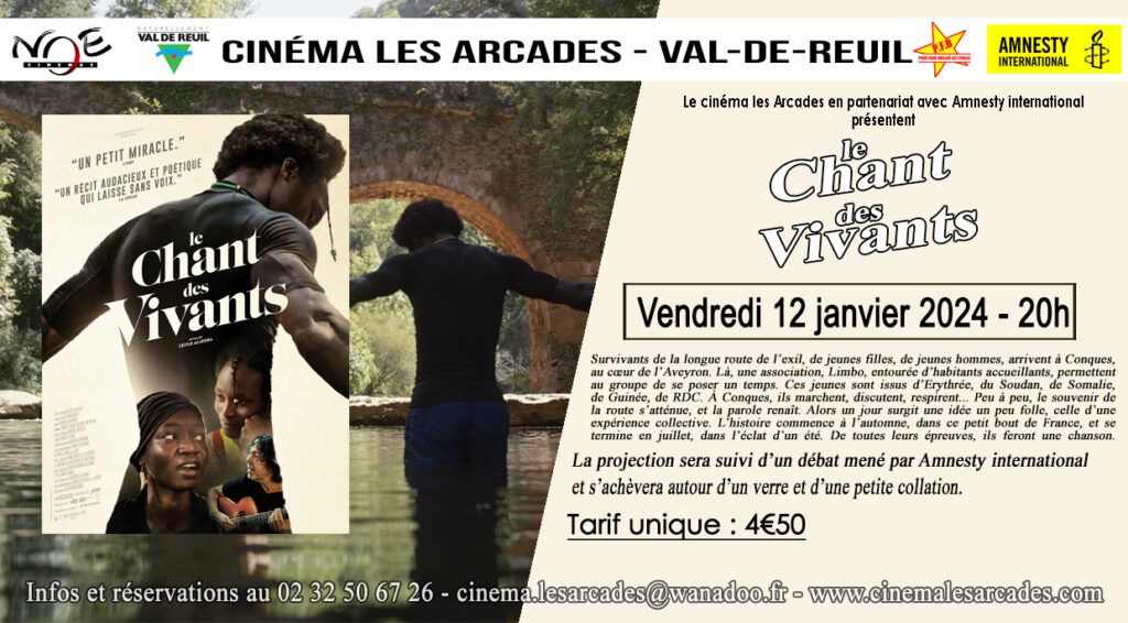 Cinéma Les Arcades - Soirée spéciale vendredi 12 janvier 2024 à 20h, "Le chant des vivants", réalisé par Cécile Allegra.