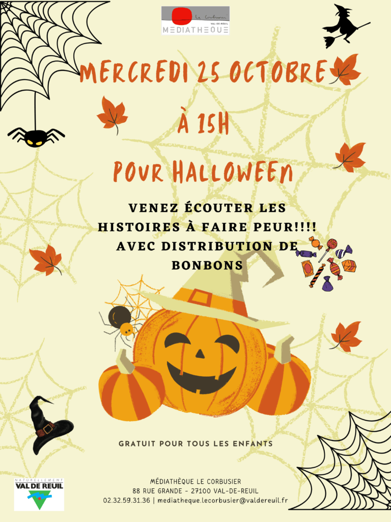 La médiathèque Le Corbusier fête Halloween mercredi 25 octobre de 15h à 16h.