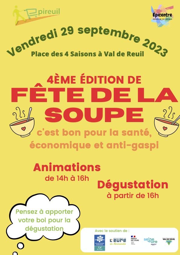 L'association Epireuil organise la 4ème édition de "La "Fête de la soupe", vendredi 29 septembre 2023 de 14h à 18h sur la place des 4 Saisons