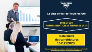 Val de reuil recrute : Direction et administration finance