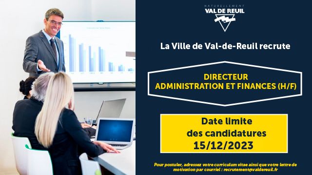 Val de reuil recrute : Direction et administration finance
