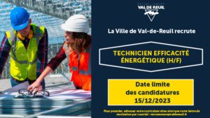 Val de Reuil recrute un(e)technicien énergétique