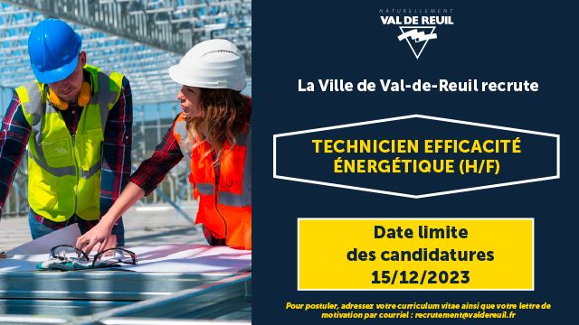 Val de Reuil recrute un(e)technicien énergétique