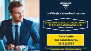 La Ville de Val-de-Reuil recrute un(e) directeur sports, culture et associations (H/F)