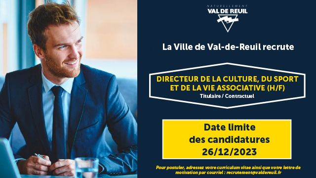 La Ville de Val-de-Reuil recrute un(e) directeur sports, culture et associations (H/F)