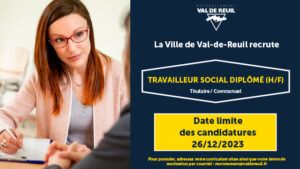 La Ville de Val-de-Reuil recrute un travailleur social diplômé (H/F)