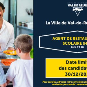 La Ville de Val-de-Reuil recrute un agent de restauration scolaire (H/F).