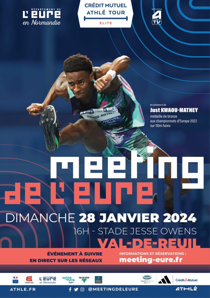 Meeting de l'Eure 2024, dimanche 28 janvier à partir de 16h au stade Jesse Owens.