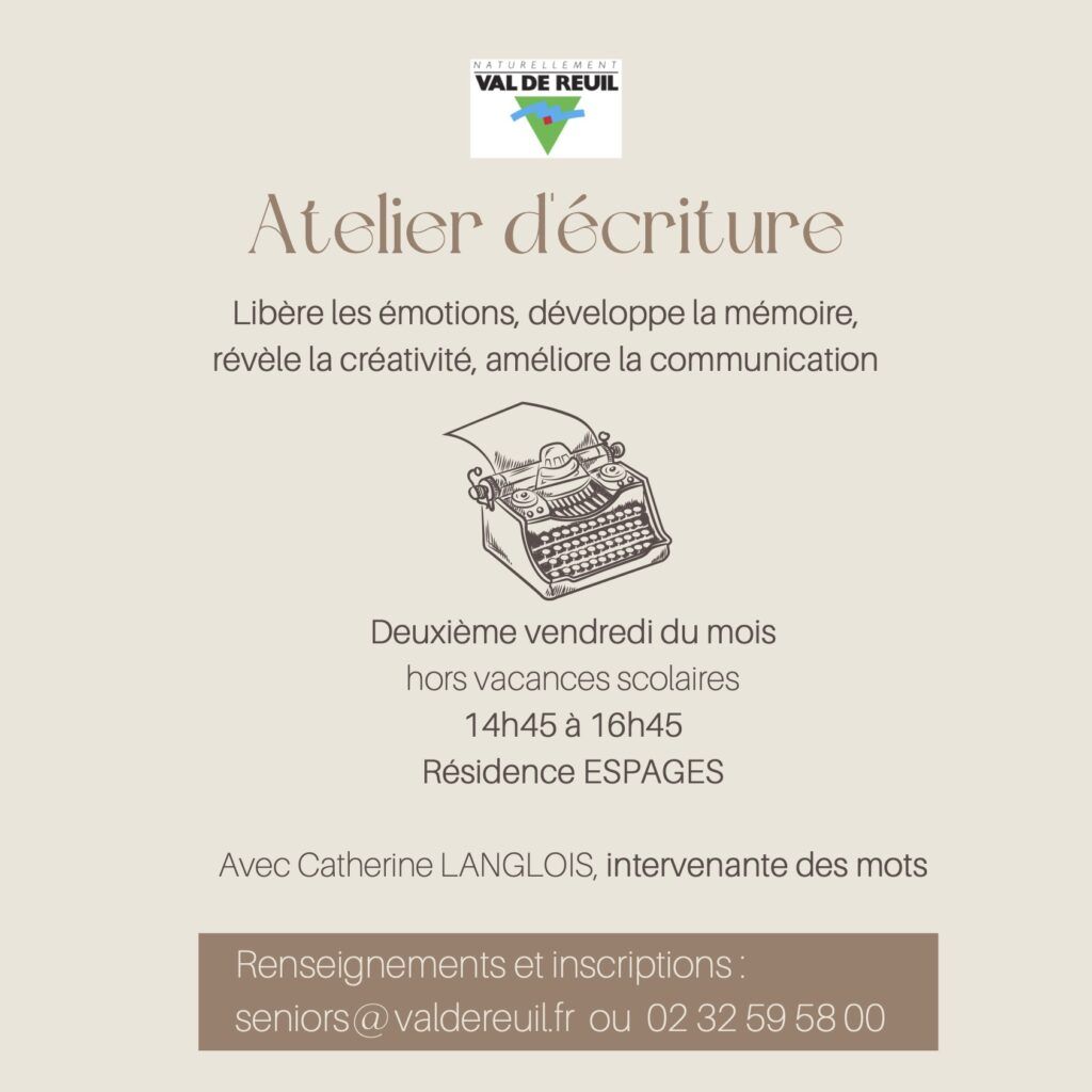 L'espages organise des ateliers d'écriture tous les deuxièmes vendredi de chaque mois de 14h45 à 16h45 à la résidence ESPAGES.