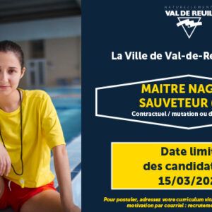La Ville de Val-de-Reuil recrute un Maitre Nageur Sauveteur (F/H)