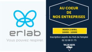 visite entreprise Erlab, mardi 2 avril 2024 de 10h à 12h.