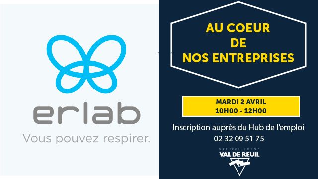 visite entreprise Erlab, mardi 2 avril 2024 de 10h à 12h.