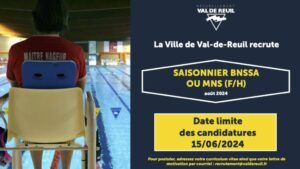 La Ville de Val-de-Reuil recrute un MNS - BNSSA saisonnier pour le mois d'août 2024 (F/H)