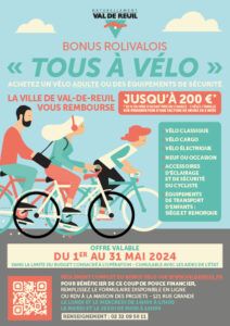 Reconduction de l'aide "BONUS Tous à vélo" du 1er au 31 mai 2024