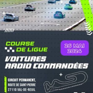 Course régionale de voitures radiocommandées sur le circuit de l'ARCC, (Route de Saint Pierre, 27100 Val de Reuil), dimanche 26 mai de 8h à 18h.