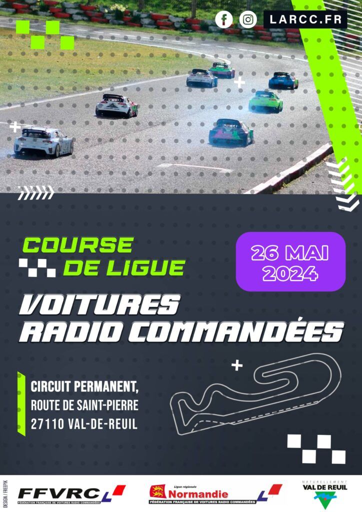 Course régionale de voitures radiocommandées sur le circuit de l'ARCC, (Route de Saint Pierre, 27100 Val de Reuil), dimanche 26 mai de 8h à 18h.