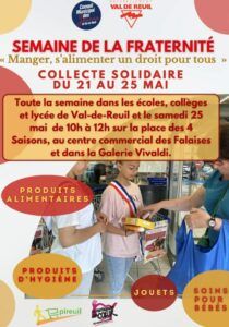 Samedi 25 mai de 10h à 12h, collecte solidaire du Conseil Municipal Jeunes (CMJ).