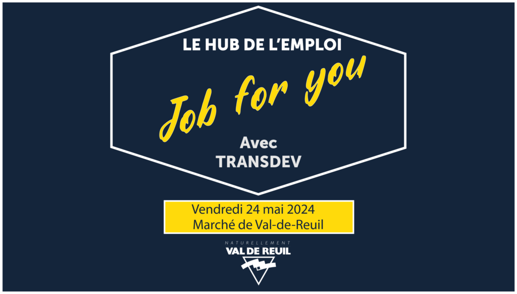 Job 4 you avec Transdev, vendredi 24 mai de 13h30 à 16h30 sur la place des 4 saisons.