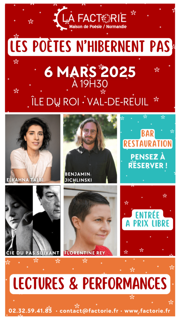 SOIRÉE POÉTIQUE La poésie se mêle à la musique et ... la ventriloquie ? Un cocktail ambitieux à ne pas rater ! 06 mars 2025 19h30 Île du Roi - 27100 VAL-DE-REUIL Entrée à prix libre Bar et restauration sur place