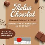 La médiathèque Le Corbusier propose un atelier Chocolat, mercredi 16 Avril à partir de 15h30. Dès 6 ans, venez confectionner des gourmandises : Les mendiants au chocolat.