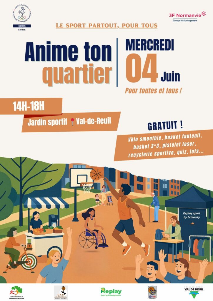 Le mercredi 4 juin, le Comité départemental Olympique organise, en partenariat avec 3F Normanvie un après-midi animé au Jardin Sportif !