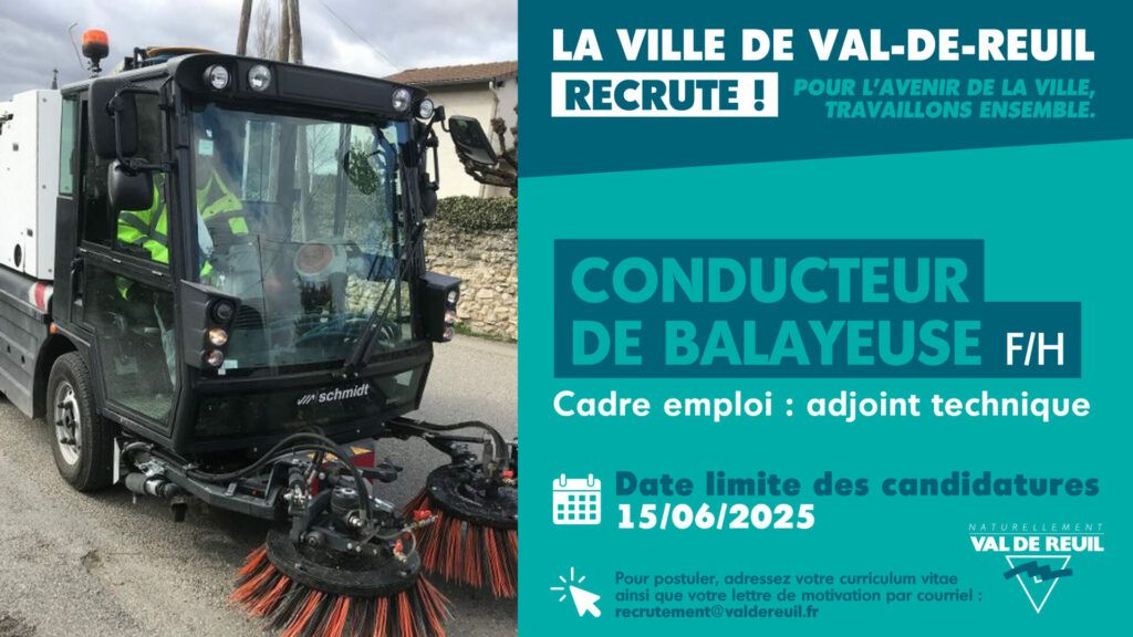 La Ville de Val-de-Reuil recrute un conducteur de balayeuse (F/H).