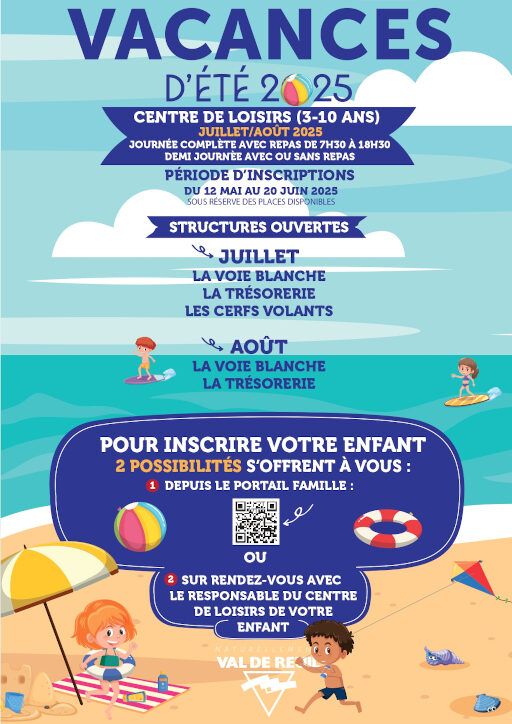 Vacances d’été 2025 – 3 à 10 ans – inscriptions du 12 Mai au 20 Juin