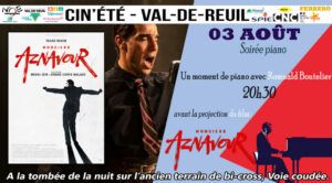 L'association Sous le Soleil Exactement vous propose une ouverture en musique avec le pianiste Romuald Boutelier avant la projection du film "Monsieur Aznavour", de Mehdi Idir et Grand Corps Malade, dimanche 3 août à partir de 20h30 face à la plaine Saint-Jean.