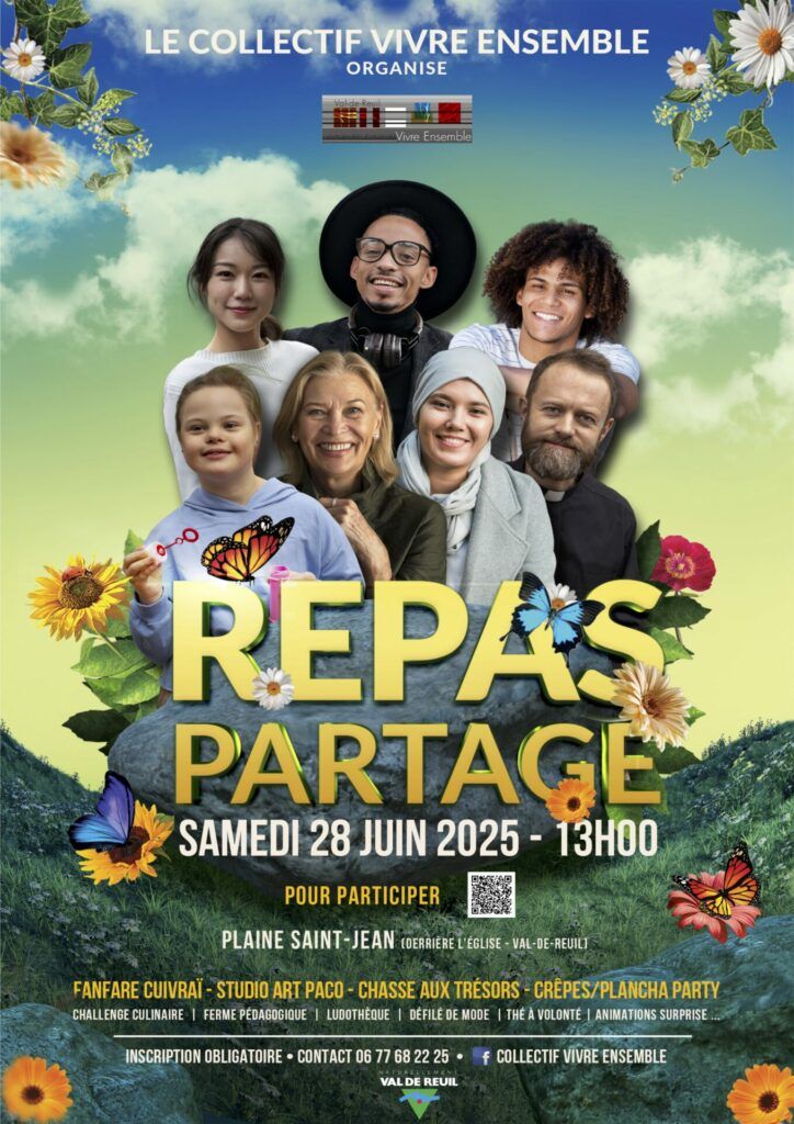 Le Collectif Vivre Ensemble organise son 18ème repas partage samedi 28 juin de 13h à 17h à la Plaine Saint-Jean (100 Rue Grande, 27100 Val-de-Reuil).