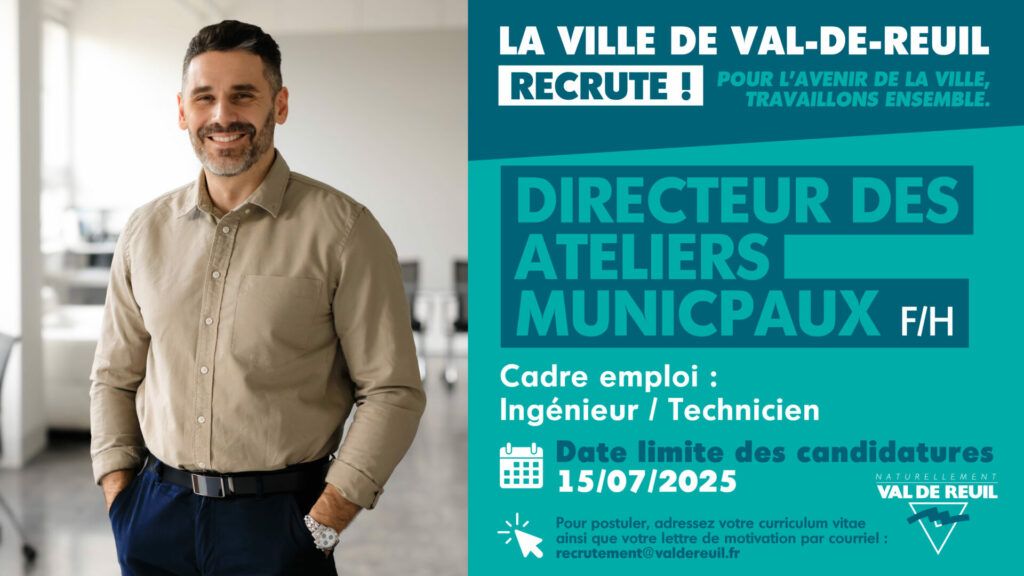 La Ville de Val-de-Reuil recrute un directeur des ateliers municipaux (F/H).