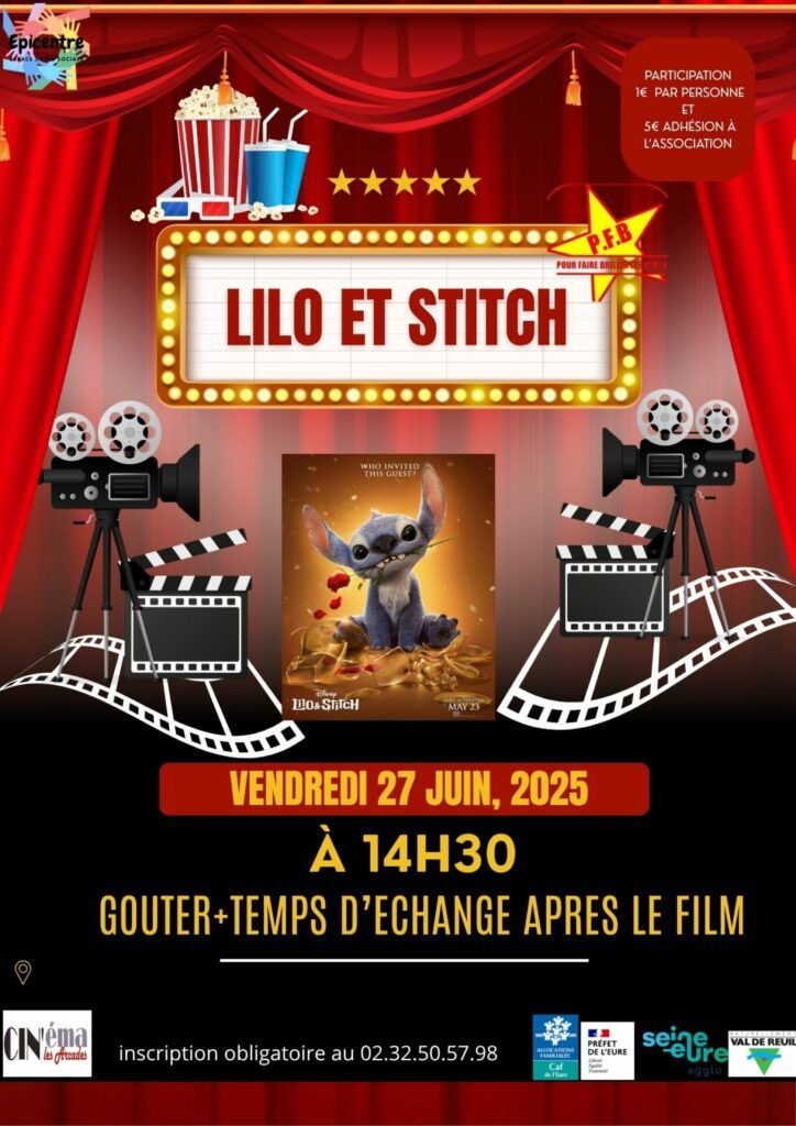Vendredi 25 juin à 14h30, Epicentre vous propose une séance au cinéma les Arcades à Val de Reuil pour voir le film Lilo et Stitch.