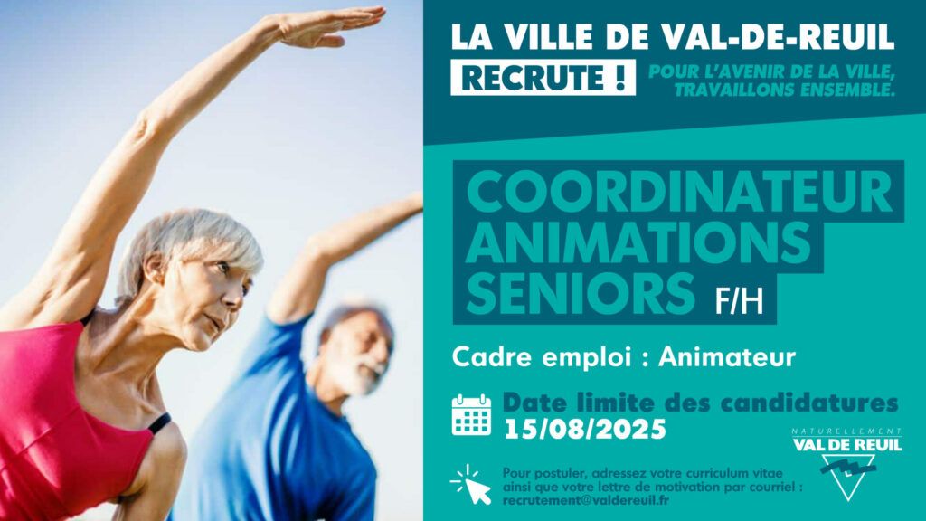 La Ville de Val-de-Reuil recrute un COORDINATEUR ANIMATIONS SENIORS (F/H).