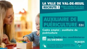 La Ville de Val-de-Reuil recrute un auxiliaire de puériculture (F/H)