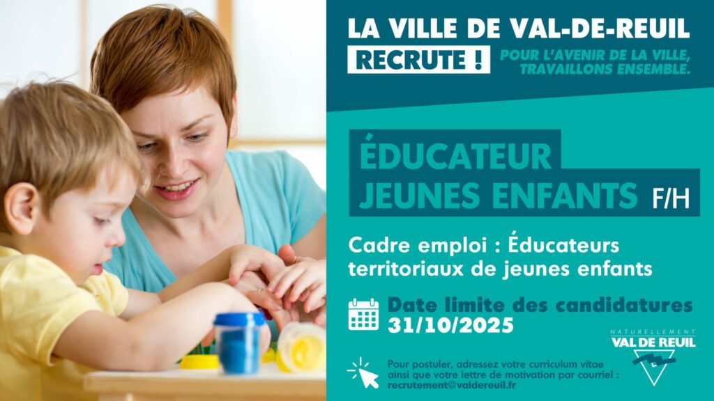 La Ville de Val-de-Reuil recrute un éducateur jeunes enfants (F/H).