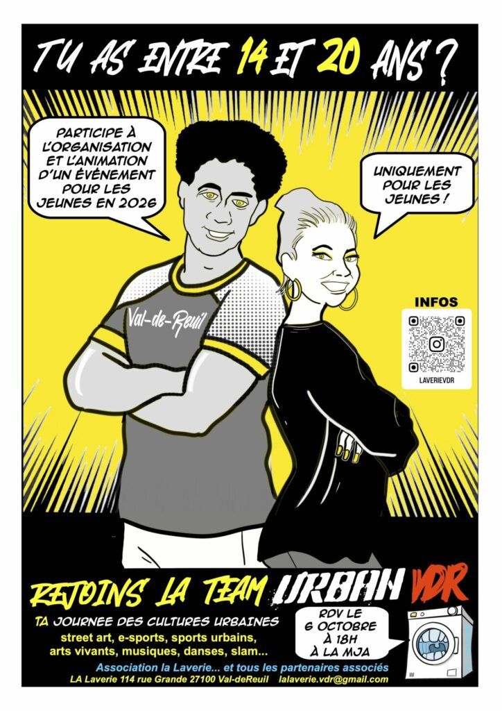 Rendez-vous le 6 octobre à 18h à tous les jeunes de 14 à 20 ans, à la Maison des Jeunes et des Associations pour une présentation rapide du projet par l'association la Laverie...suivie par la création d'une Junior Association