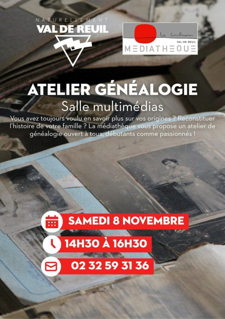 La médiathèque Le Corbusier de Val-de-Reuil vous propose un atelier de généalogie chaque mois.