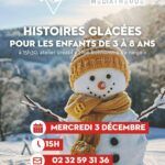 Mercredi 03 Décembre à 15h, la médiathèque Le Corbusier de Val-de-Reuil vous propose d'écouter des histoires glacées, puis à 15h30 de créer votre bonhomme de neige.