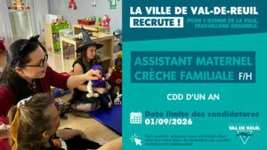 La Ville de Val-de-Reuil recrute un assistant maternel pour la crèche familiale (F/H)