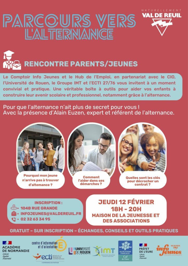 Pour que l'alternance n'ait plus de secret pour vous, le "Rendez-vous parents - 2ème édition" est l'événement à ne pas manquer. Ce moment à destination des jeunes et de leur famille aura lieu le jeudi 12 Février 2026 à la MJA de 18h à 20h.